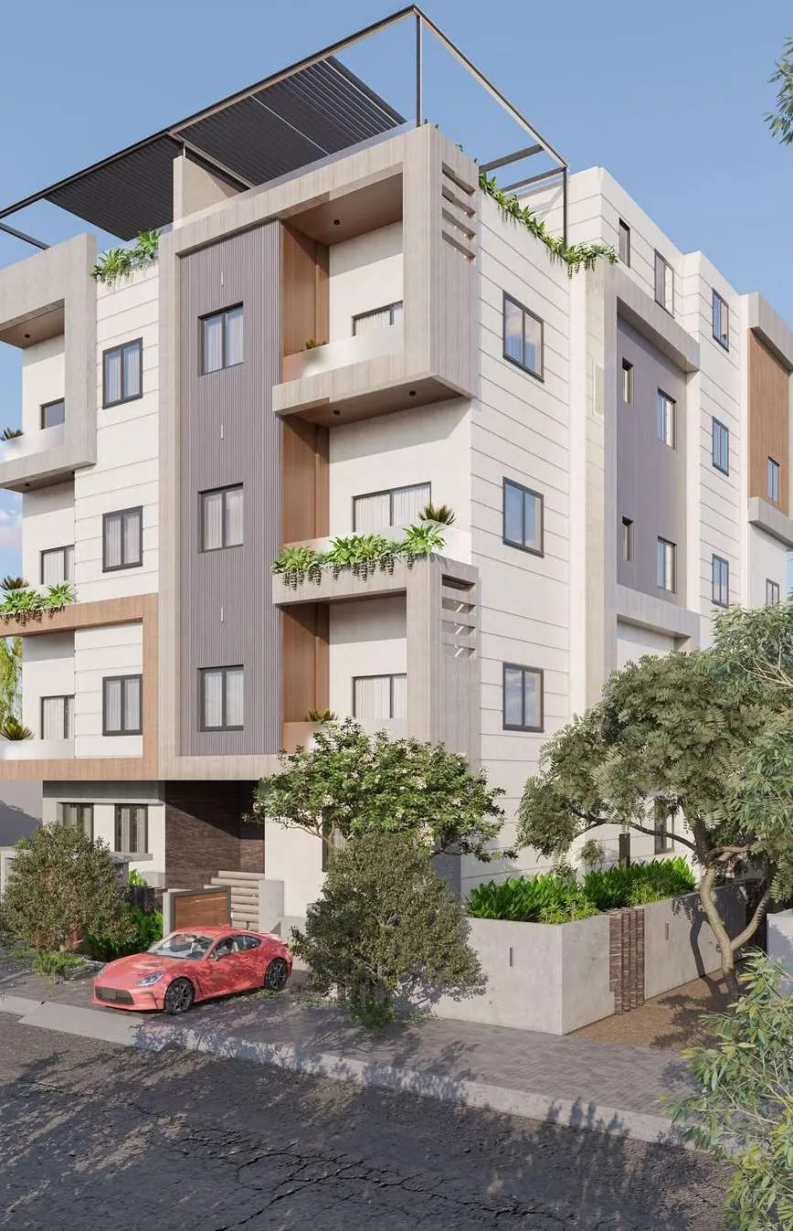 مبنى سكني بشرفات — تصورات تصميمية